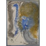 Kurt Römhild, Frauenportrait Bildnis einer Frau mit lockigem blonden Haar und stilisierter Blumen,