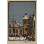 Carl Theodor Thiemann, Münchenansicht winterlicher Blick über den Marienplatz mit der Mariensäule