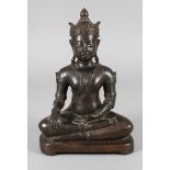 Buddha Shakyamuni 20. Jh., ungemarkt, Bronze in der verlorenen Form gegossen, dunkel patiniert,