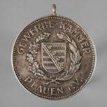 Medaille Gewerbe-Kammer Plauen 1920er Jahre, "Für verdienstvolle Leistungen", gehenkelt, Silber,