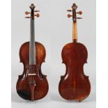 Violine auf Klebezettel bez. verfertigt von Carl Christian Otto, Instrumentenmacher in Halle und