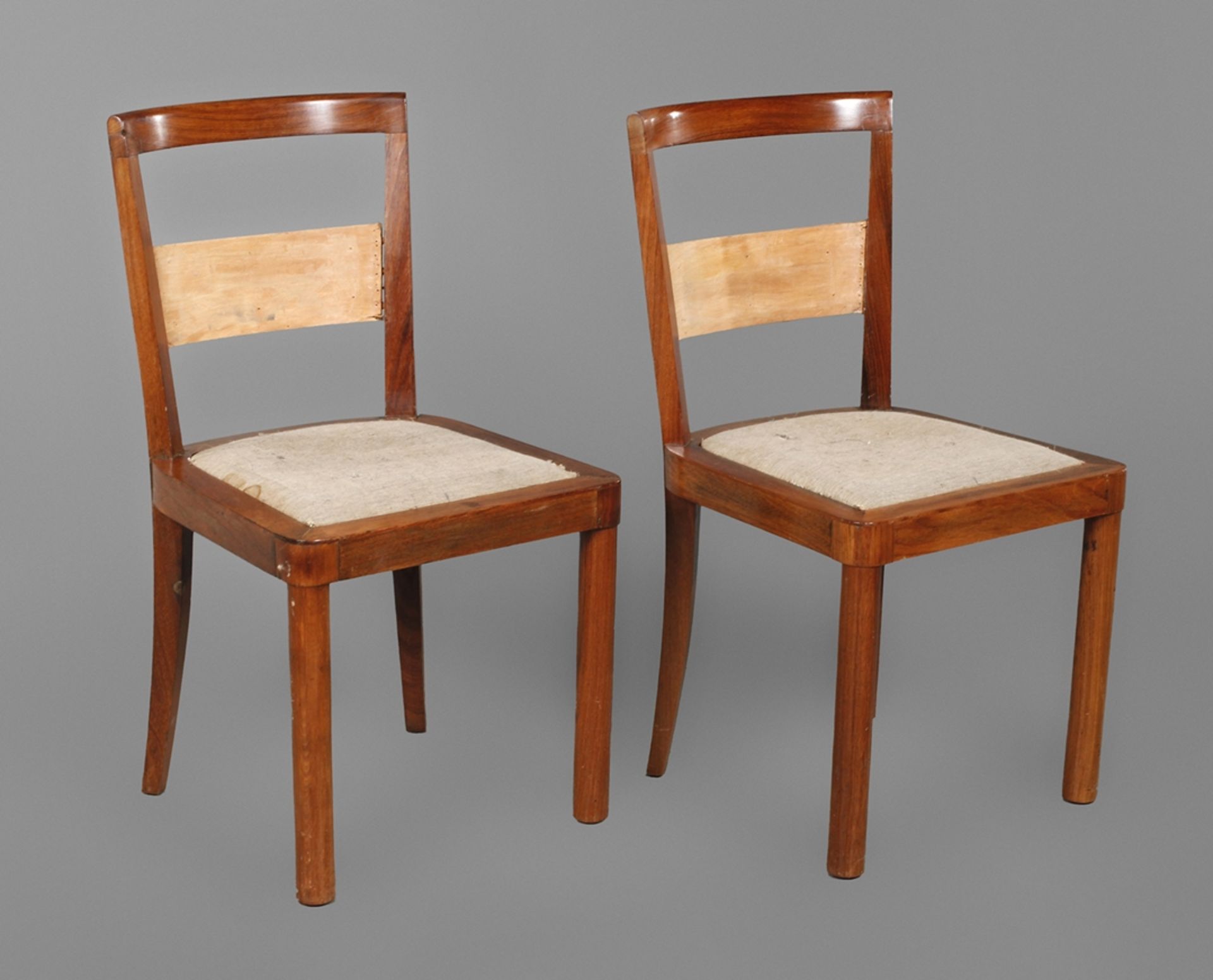 Paar Stühle deutsch, um 1925, indischer Palisander massiv und furniert, originales eingelegtes