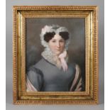 Heinrich Abel Seyffert, Damenbildnis Portrait einer jungen, den Betrachter anblickenden Frau mit