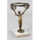 Figürlicher Lampenfuß um 1910, ungemarkt, Bronze mehrteilig gegossen und montiert, bräunlich