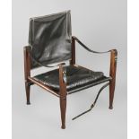 Safari-Chair Kaare Klint 1950er Jahre für Rud Rasmussen, Esche dunkelbraun gebeizt, schwarzer