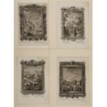 Vier barocke Bibelillustrationen Illustrationen zu verschiedenen Bibelpassagen, je mit