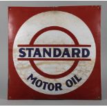 Emailschild Standard Motor Oil 1930er Jahre, Herstellervermerk Emaillierwerk Gottfried Dichanz