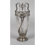 Orivit Vase Metallwarenfabrik Orivit AG Köln um 1904, gestempelt Orivit 2586, Zinn gegossen, die