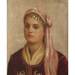 E. v. Wolfskeel, Portrait einer Orientalin Bildnis einer reich geschmückten jungen Frau mit durch