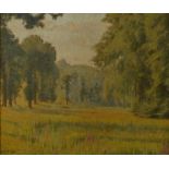 Hermann Theodor Droop, "Wiese im Auenwald" sommerlicher Blick in weite sonnige Lichtung mit