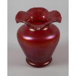 Ferdinand von Poschinger Vase Rubinglas um 1900-1905, unsigniert, ausgekugelter Abriss,