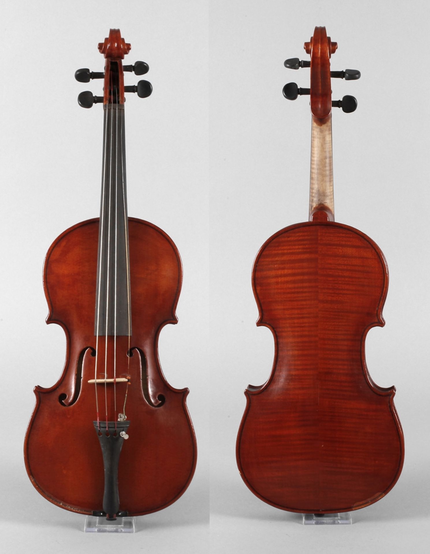 Violine Luigi Amici innen auf Klebezettel signiert Luigi Amici Roma 1925, geteilter, sehr