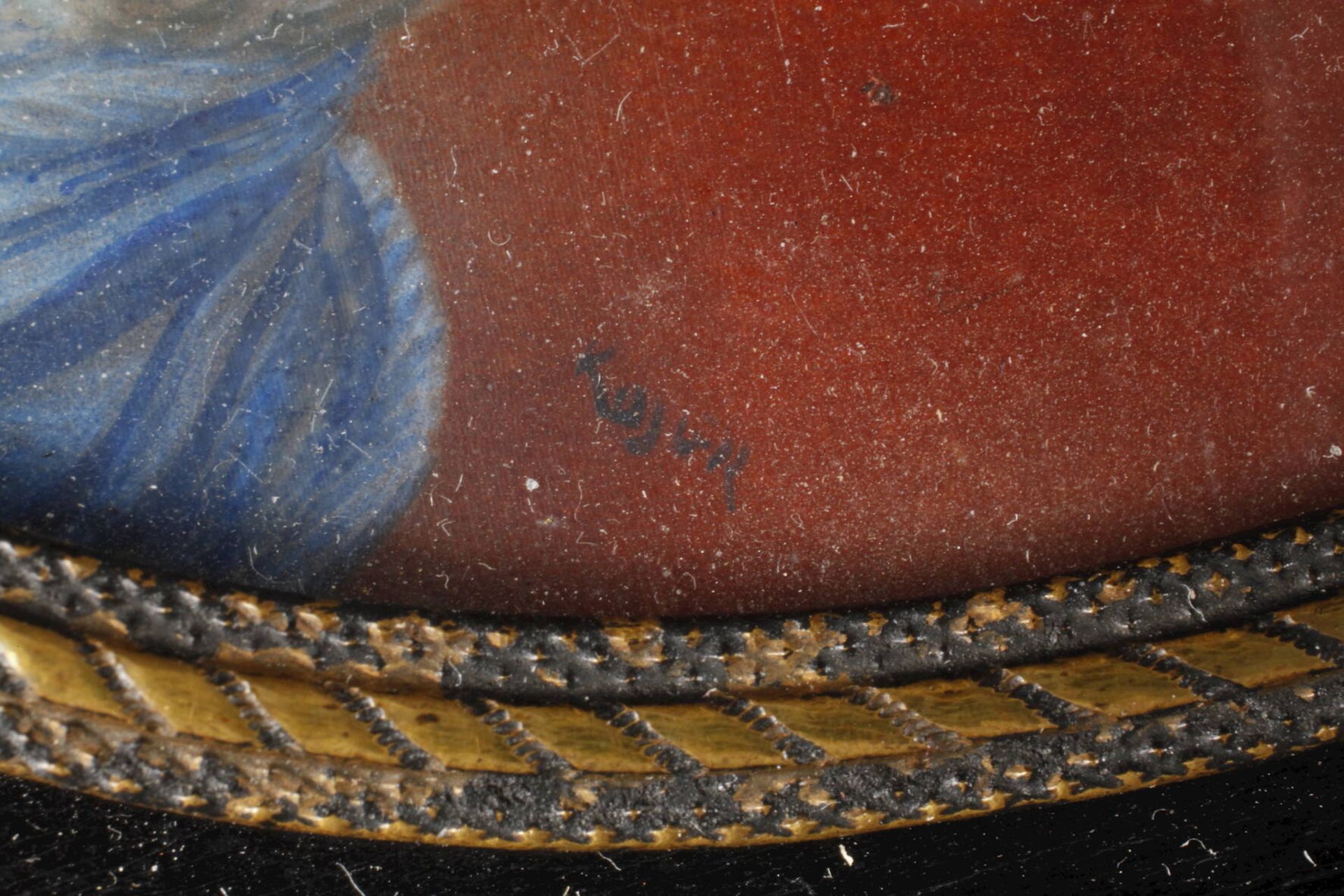 Elfenbeinminiatur Anfang 20. Jh., undeutlich signiert, Gouache auf Elfenbein, im Empirestil - Image 3 of 4