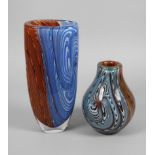 Murano zwei massive Vasen 2. Hälfte 20. Jh., ungemarkt, farbloses Glas, plangeschliffener Stand,