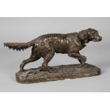 Pierre-Jules Mêne, Vorstehhund 2. Hälfte 19. Jh., signiert, Bronze dunkel patiniert, Darstellung