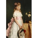 Carl Rudolf Sohn, jun. Mädchenportrait Bildnis eines stehenden Mädchens im weißen Spitzenkleid mit