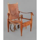 Safari-Chair, Wilhelm Kienzle für Wohnbedarf, Schweiz, 1950er Jahre, Teakholz massiv, Bezüge aus