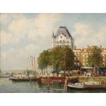 Pieter Johannes A. Wagemans, Holländische Stadt stattliche Häuser an einem breiten Kanal, mit