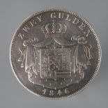 2 Gulden Landgraf zu Hessen Philipp, 1846, Medailleur C. Voigt, Rand mit vertieften Vierecken,