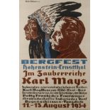 Werbeplakat Karl May 1934, signiert Herb. Stübener Hoh.-Er., Druckverweis C. A. Tappen Nachf.