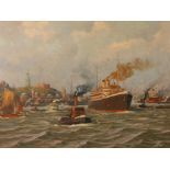Hans Fenger, Hamburger Hafen Dampf- und Segelschiffe sowie Schlepper im Hafen vor der Hamburger