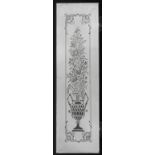 Ätzglasscheibe um 1890, Klarglas mit geätztem Floralmotiv, Maße 100 x 32 cm.