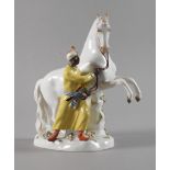 Meissen "Mohr mit Pferd" Entwurf Johann Joachim Kändler 1765, unterglasurblaue Schwertermarke 1934-