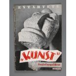 Ausstellungsführer "Entartete Kunst" 1937, Format Kl. 8°, 16 Blatt, Wasserschaden.