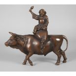 Budai Mitte 20. Jh., Bronze bräunlich patiniert, vollplastische Darstellung des dickbäuchigen, auf