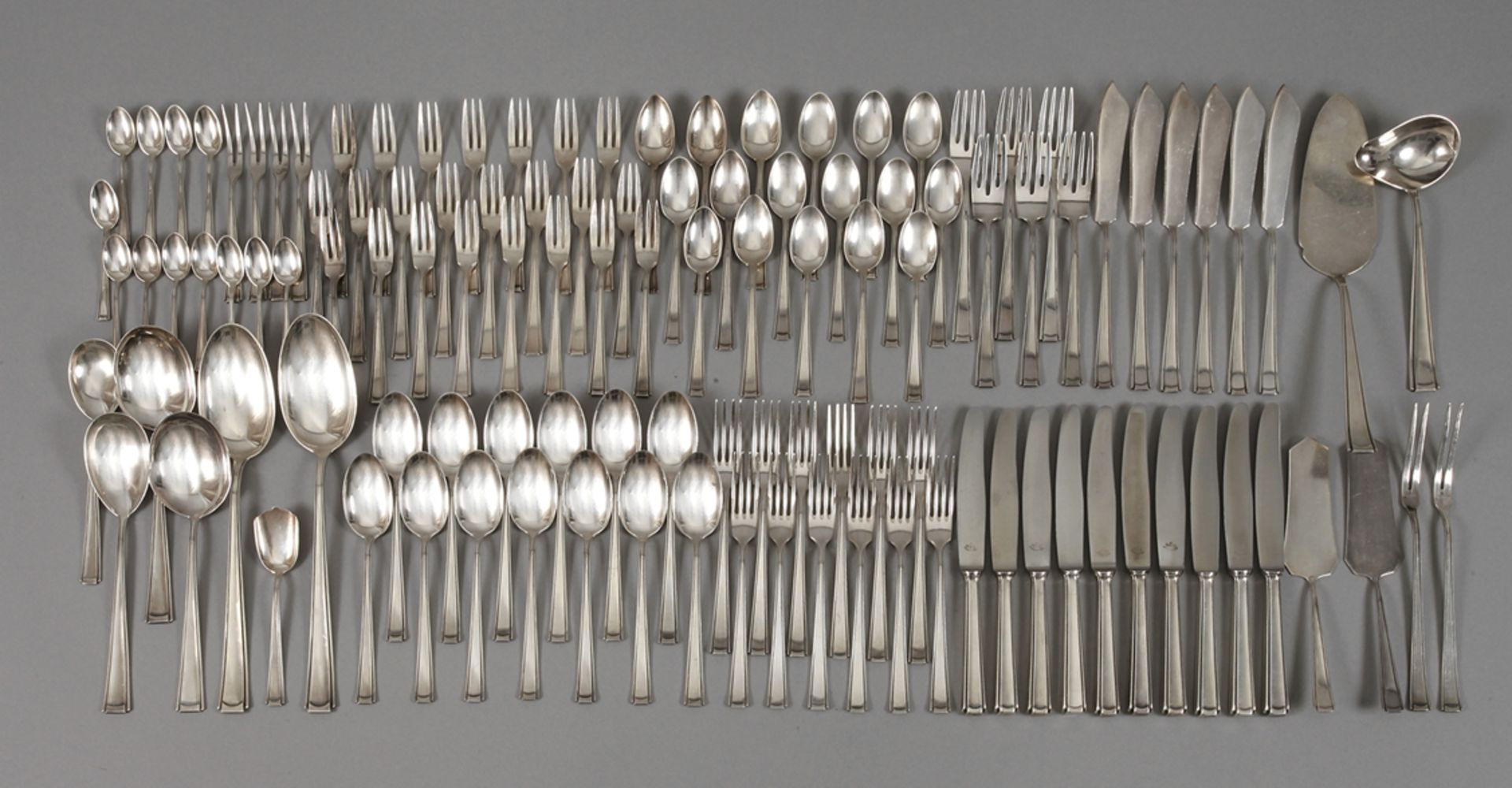 Silberbesteck um 1930, Silberstempel Halbmond Krone 800, Herstellerpunze SGS für Görlitzer
