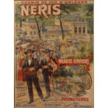 Werbeplakat der Orleans-Eisenbahn für Néris-les-Bains um 1900, großformatiges Werbeplakat der