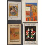 Vier indo-persische Miniaturmalereien 19. Jh., Gouache auf Papier, meist annotiert, zwei