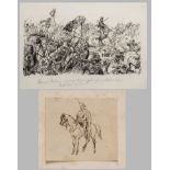 Richard Knötel, Zwei Zeichnungen eine Zeichnung ausführlich bezeichnet „Französ. Reiterei, von
