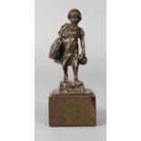 Julius Paul Schmidt-Felling, kleine Helferin Anfang 20. Jh., signiert, Bronze dunkel patiniert,