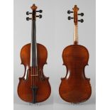 Violine Silberhorn innen bezeichnet und datiert J. Silberhorn 1989, ungeteilter, gleichmäßig