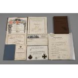 Nachlass 1. Weltkrieg Ehrenkreuz für Frontkämpfer mit Urkunde, Militärdienstzeitbescheinigung mit