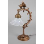 Figürliche Tischlampe um 1910, gemarkt Erzg: F. v. Miller, Bronze gegossen und patiniert,