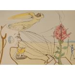 Salvador Dali, Die Rose (Traum) surreale Komposition aus männlicher Figur, Engel und Rose,