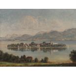 Louis Wöhner, "Frauen-Insel Chiemsee" sommerliche Ansicht der Fraueninsel, mit dem markanten