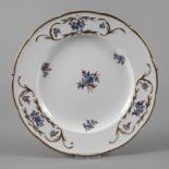 Meissen Speiseteller Blumenmalerei unterglasurblaue Knaufschwertermarke 1860-1924, zweimal