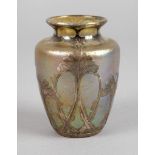 Vase mit Silberoverlay um 1900, bezeichnet "Z83", farbloses Glas mit gelben Pulveraufschmelzungen,