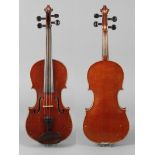 Violine Jacobsen um 1930, innen mit Modellzettel Thomas Jacobsen Kopenhagen 1853, ungeteilter,