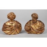 Paar geschnitzte Heiligenfiguren 18. Jh., Holz geschnitzt, kreidegrundiert, farbig gefasst und