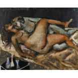 Prof. Markus Lüpertz, „nach Courbet für Walter“ zwei nackte, sich umarmende Frauen, auf einer
