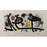 Joan Miró, "Sculptures" farbenfrohe, abstrakte Komposition, Farblithographie, 1974, im Stein unten