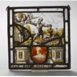 Kleine Bleiverglasung mit Handmalerei datiert 1553 und unleserlich bezeichnet, Klarglas in