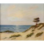Gerhard Lukas-Larsen, Am Sylter Strand Blick über Dünen auf das weite offene Meer, mit zwei