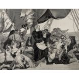 Seidenbild Kolumbus nach dem berühmten Gemälde "Columbus im Augenblicke, da er die neue Welt