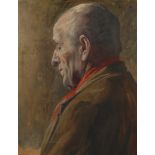 Portrait eines älteren Mannes Bildnis im Halbprofil eines älteren Mannes, mit leicht nach unten