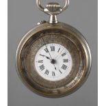 Taschenuhr mit Barometer Spanien, um 1900, Nickelgehäuse, Werk mit Zylinderhemmung, darüber